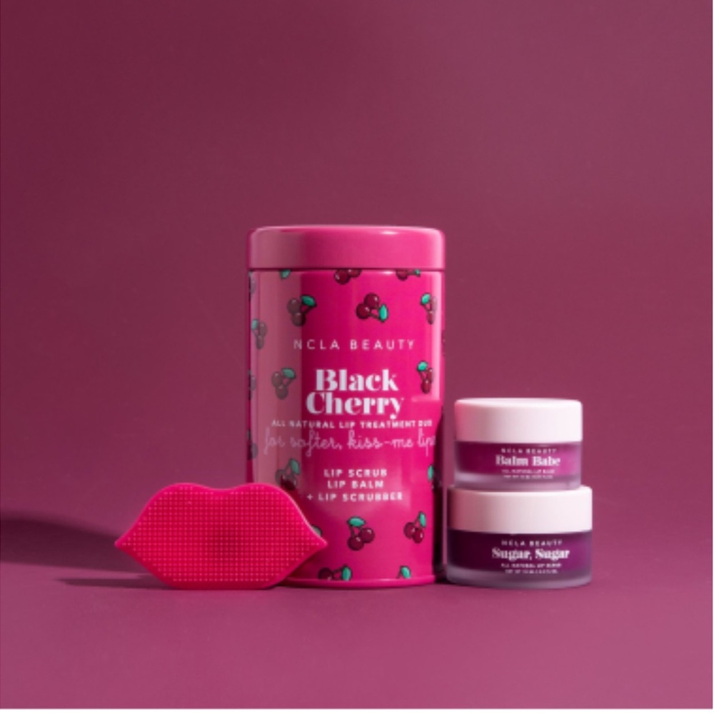 NCLA Beauty Black Cherry Lip Care Set | Lip Care Duo + Scrubber